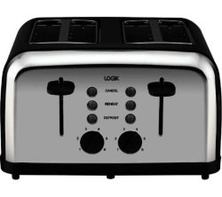 LOGIK  L04TBK14 4-slice Toaster - Black & Silver